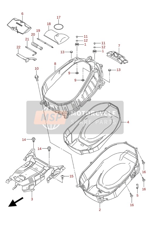 Suzuki AN400A BURGMAN 2019 HELMET BOX for a 2019 Suzuki AN400A BURGMAN